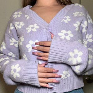 hollister purple flower sweater